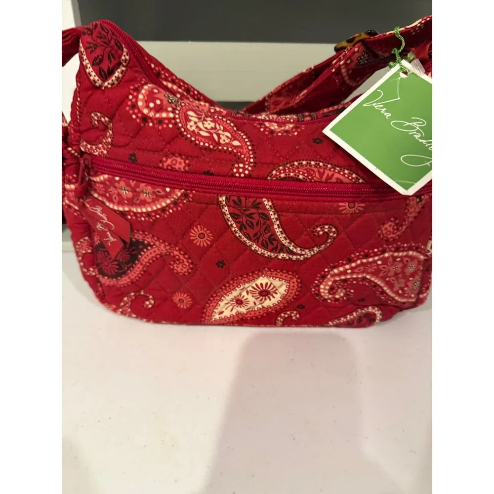 Vera Bradley On The Go Crossbody Bag Mesa Red Paisley Quilted Cotton NWT rare